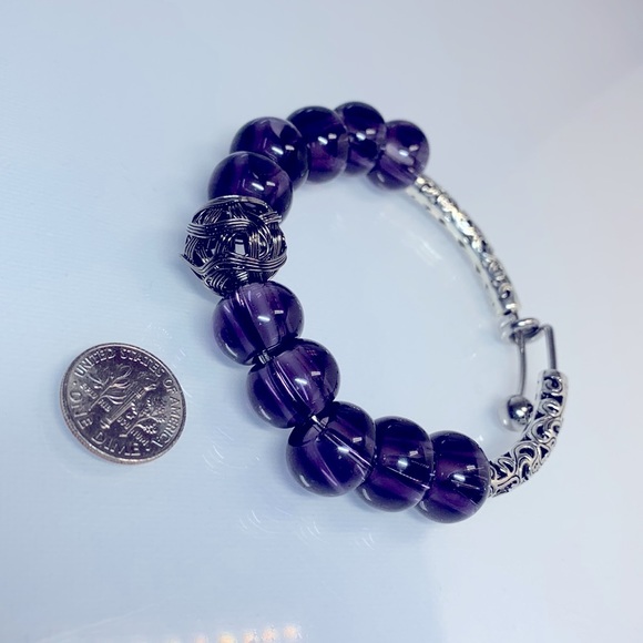 FILIGREE PURPLE CRYSTALS BANGLE 6cm diameter - Picture 8 of 8